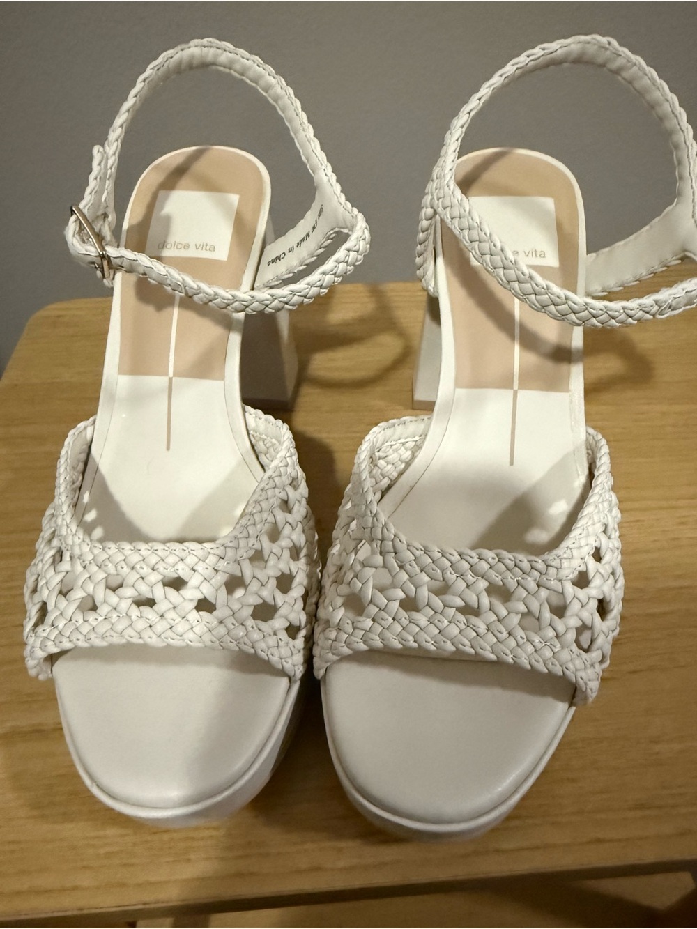 Dolce Vita White Braided Block Heel Sandals